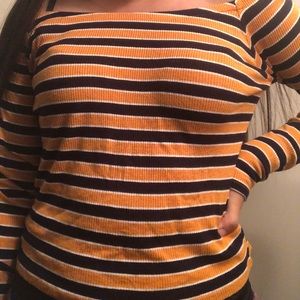 Yellow and black long sleeve/ crop top